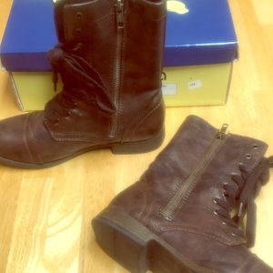 Dark brown combat boots